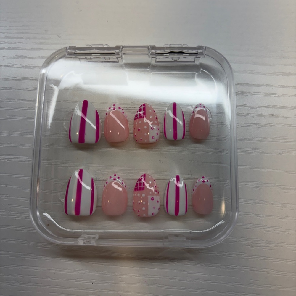 Pink and White Nail Art Set